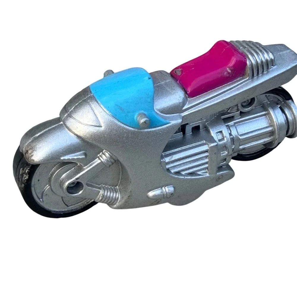 Vintage 1996 Wendy's Toy Motorcycle Silver Pink Blue Kids Meal Collectible 90s